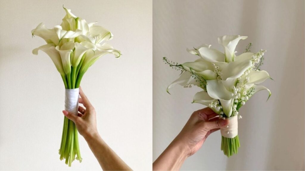 Màu hoa cưới trắng hồng đỏ vàng cam tím và xanh