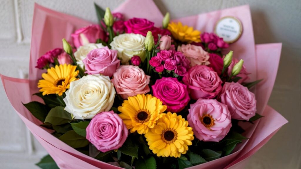 Hoa sinh nhật tặng người yêu với hoa hồng tulip và baby