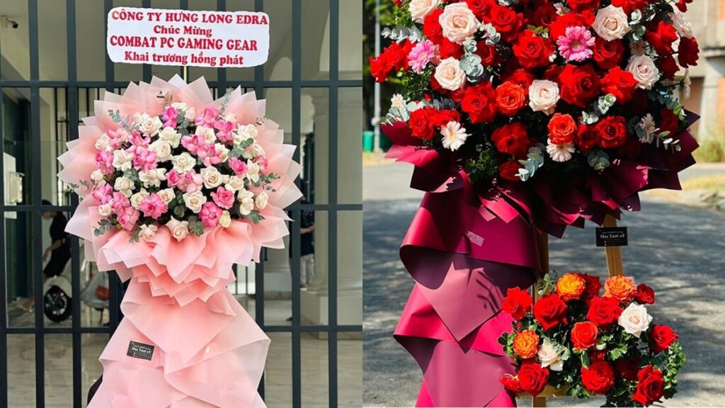 So sánh kệ hoa khai trương một tầng và hai tầng