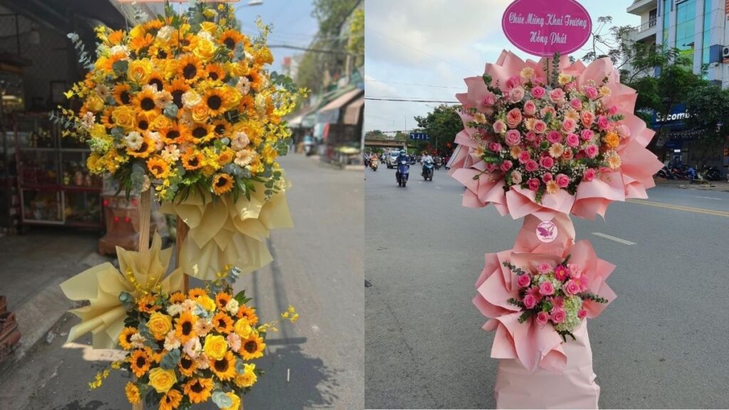 Chọn hoa khai trương theo màu logo thương hiệu
