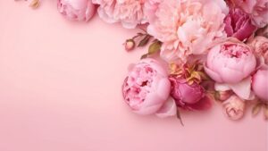 Hoa mẫu đơn Paeonia màu hồng, trắng và đỏ với những bông lớn nhiều lớp cánh.